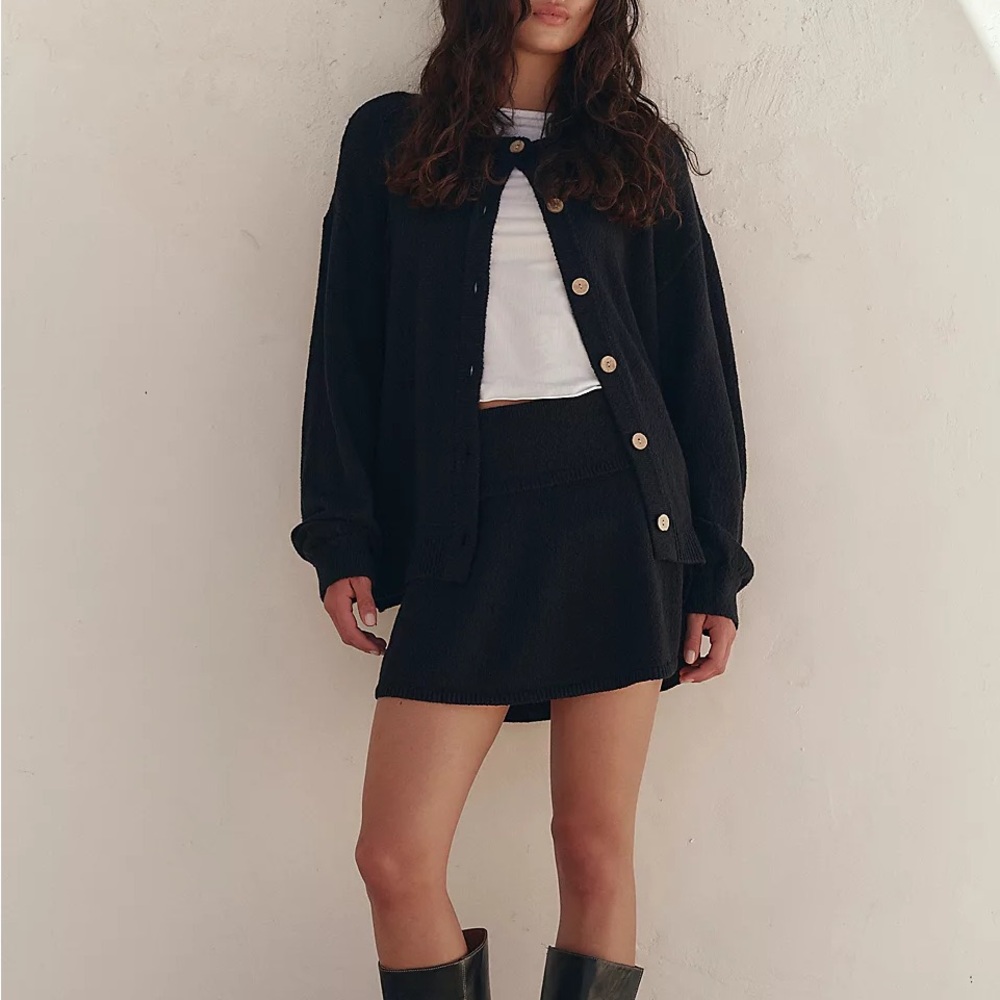 Free People Beach Black Knit Fabric Mini Skort Size XSmall
